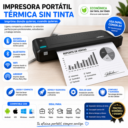 Impresora Térmica Multifuncional con Tecnología SIN TINTA + REGALO Farola Led